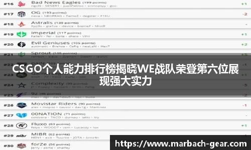 CSGO个人能力排行榜揭晓WE战队荣登第六位展现强大实力
